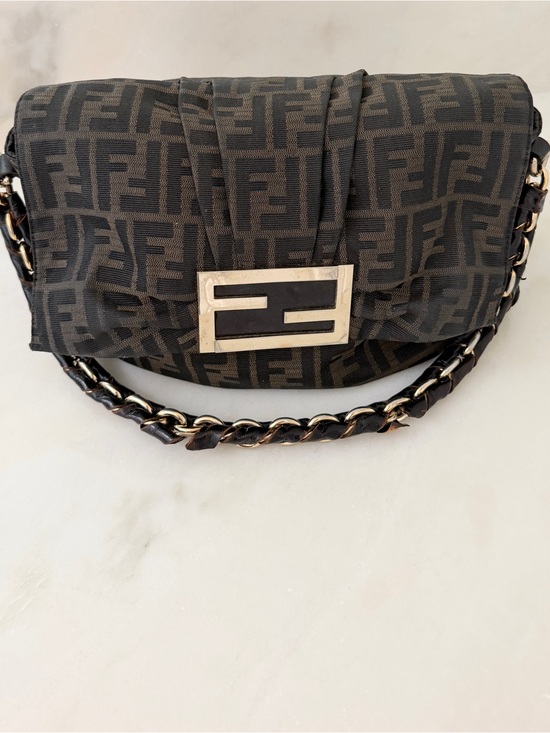 Fendi Handbags - Fendi Marshmallow Zucca Flap Bag Gold Hardware